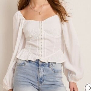 Francesca's Collections White Peplum Blouse